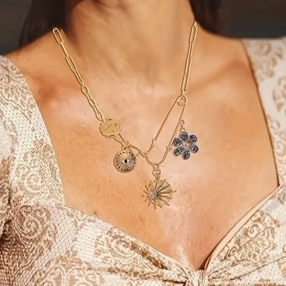 💎  Evil Eye Paperclip Necklace - Picture 2 of 7